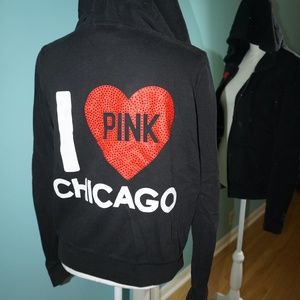 VictoriaSecret S Pink Chicago zip up bling